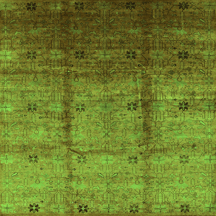 Square Machine Washable Oriental Green Industrial Area Rugs, wshurb3206grn