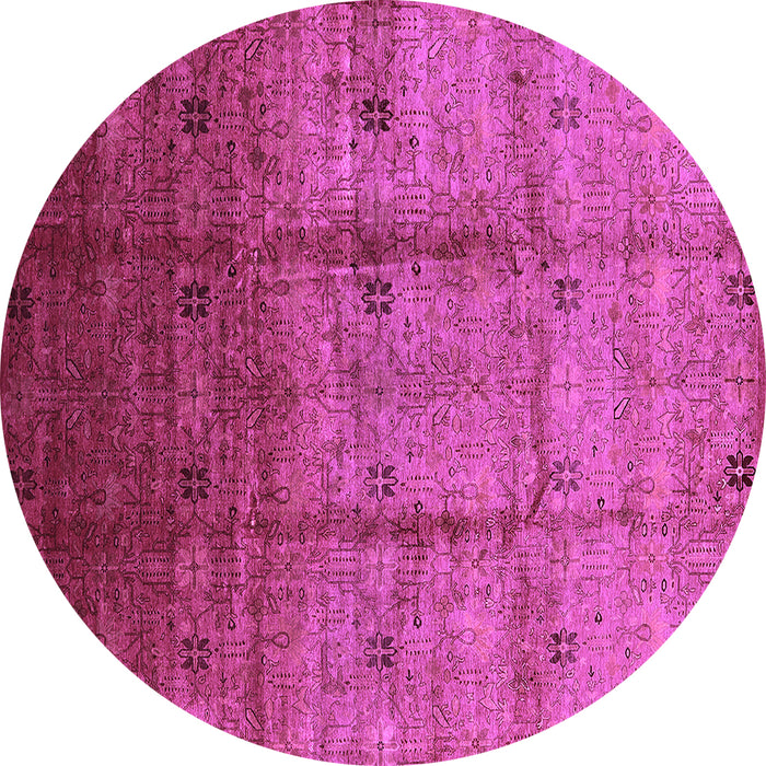 Round Machine Washable Oriental Purple Industrial Area Rugs, wshurb3206pur
