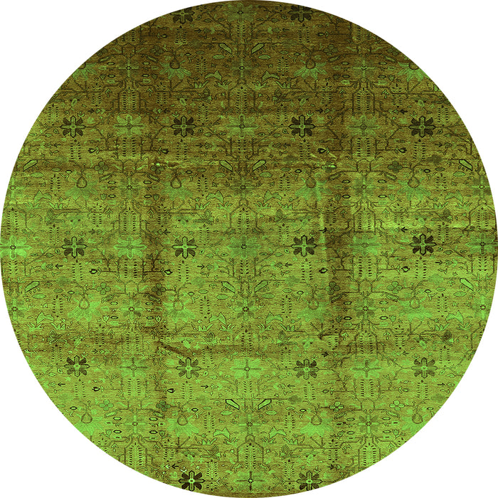 Round Oriental Green Industrial Rug, urb3206grn