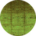 Round Oriental Green Industrial Rug, urb3206grn