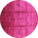 Round Machine Washable Oriental Pink Industrial Rug, wshurb3206pnk