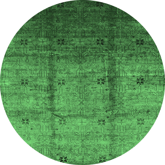 Round Oriental Emerald Green Industrial Rug, urb3206emgrn