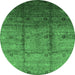 Round Oriental Emerald Green Industrial Rug, urb3206emgrn