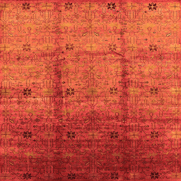 Square Oriental Orange Industrial Rug, urb3206org