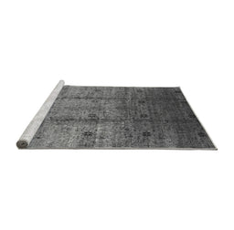 Sideview of Machine Washable Oriental Gray Industrial Rug, wshurb3206gry