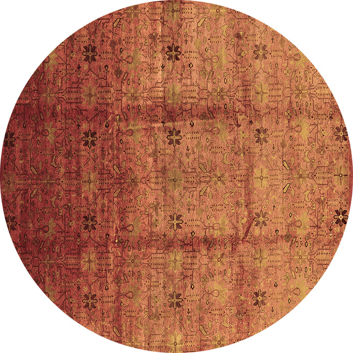 Round Oriental Brown Industrial Rug, urb3206brn