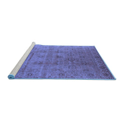 Sideview of Machine Washable Oriental Blue Industrial Rug, wshurb3207blu