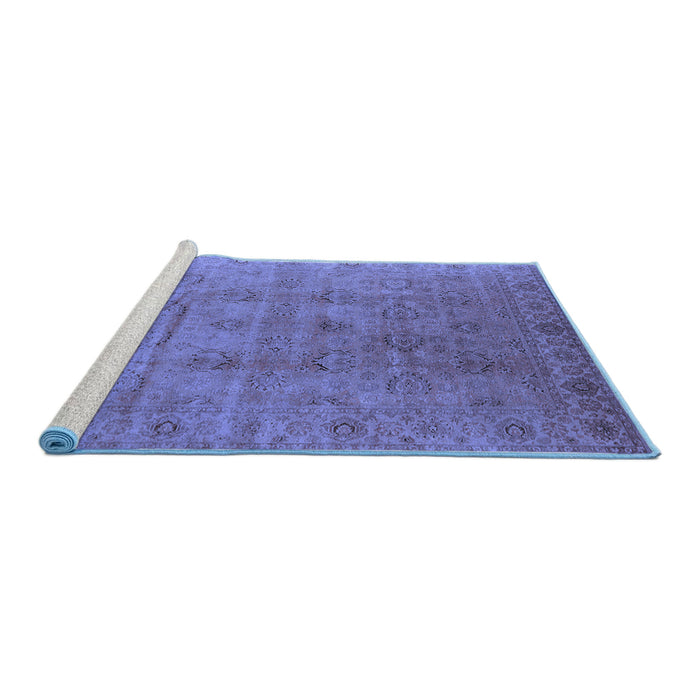 Sideview of Machine Washable Oriental Blue Industrial Rug, wshurb3207blu