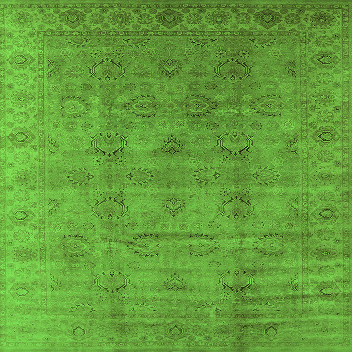 Square Machine Washable Oriental Green Industrial Area Rugs, wshurb3207grn