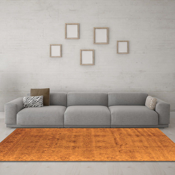 Machine Washable Oriental Orange Industrial Area Rugs in a Living Room, wshurb3207org