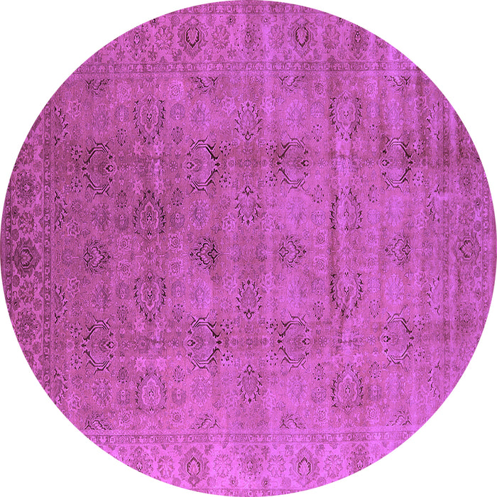 Round Machine Washable Oriental Purple Industrial Area Rugs, wshurb3207pur