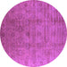 Round Machine Washable Oriental Purple Industrial Area Rugs, wshurb3207pur