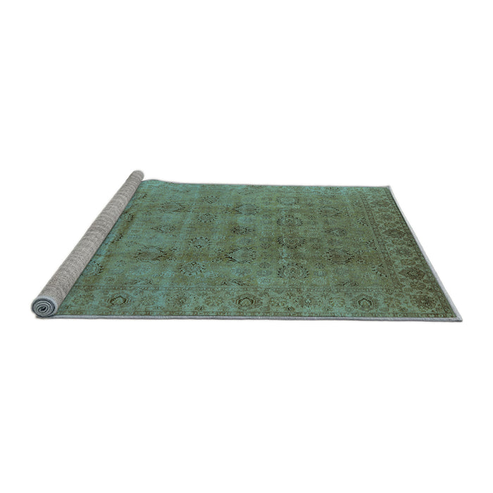 Sideview of Machine Washable Oriental Light Blue Industrial Rug, wshurb3207lblu