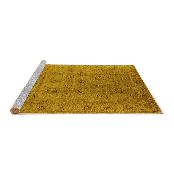 Sideview of Machine Washable Oriental Yellow Industrial Rug, wshurb3207yw