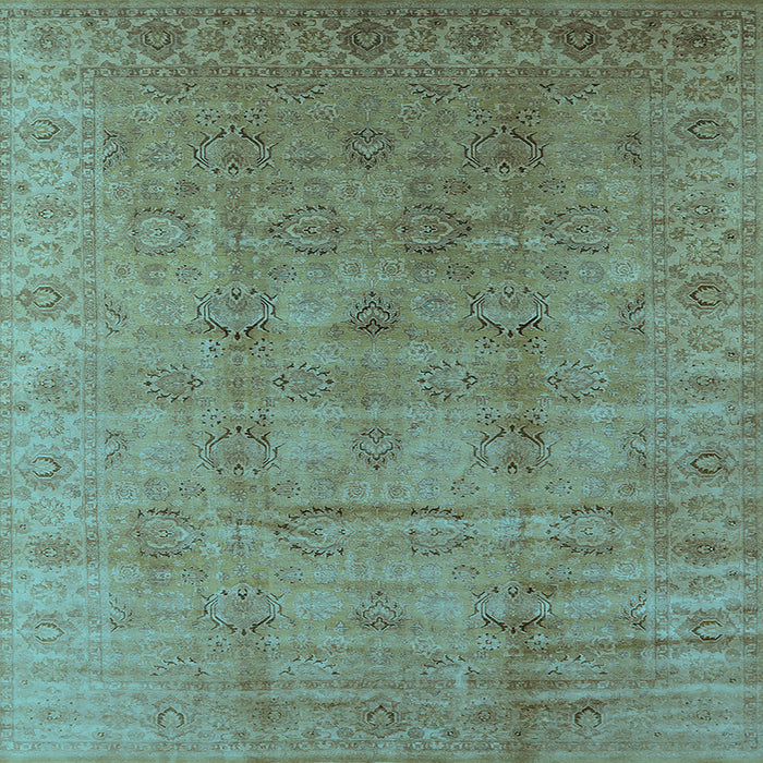 Square Machine Washable Oriental Light Blue Industrial Rug, wshurb3207lblu