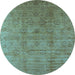 Round Oriental Light Blue Industrial Rug, urb3207lblu