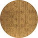 Round Oriental Brown Industrial Rug, urb3207brn