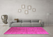 Machine Washable Oriental Pink Industrial Rug in a Living Room, wshurb3207pnk