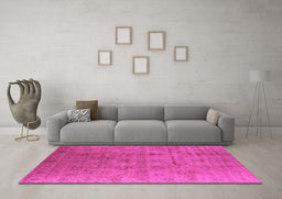 Machine Washable Oriental Pink Industrial Rug in a Living Room, wshurb3207pnk