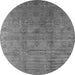 Round Machine Washable Oriental Gray Industrial Rug, wshurb3207gry