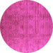 Round Oriental Pink Industrial Rug, urb3207pnk