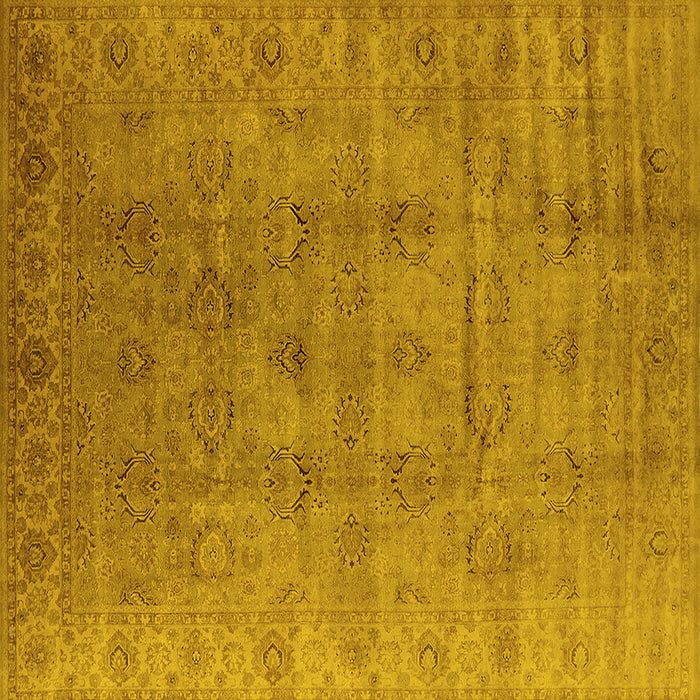 Square Machine Washable Oriental Yellow Industrial Rug, wshurb3207yw