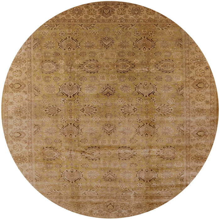 Round Mid-Century Modern Dark Bisque Brown Oriental Rug, urb3207
