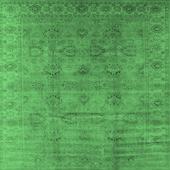 Square Oriental Emerald Green Industrial Rug, urb3207emgrn