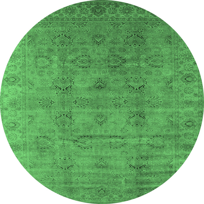 Round Oriental Emerald Green Industrial Rug, urb3207emgrn