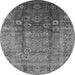 Round Oriental Gray Industrial Rug, urb3208gry