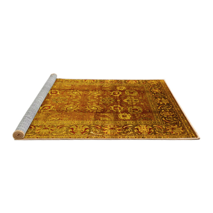 Sideview of Machine Washable Oriental Yellow Industrial Rug, wshurb3208yw