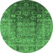 Round Oriental Emerald Green Industrial Rug, urb3208emgrn