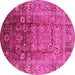 Round Oriental Pink Industrial Rug, urb3208pnk