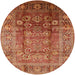 Round Machine Washable Industrial Modern Red Rug, wshurb3208