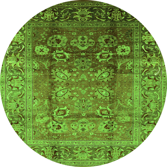 Round Oriental Green Industrial Rug, urb3208grn