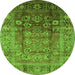 Round Oriental Green Industrial Rug, urb3208grn