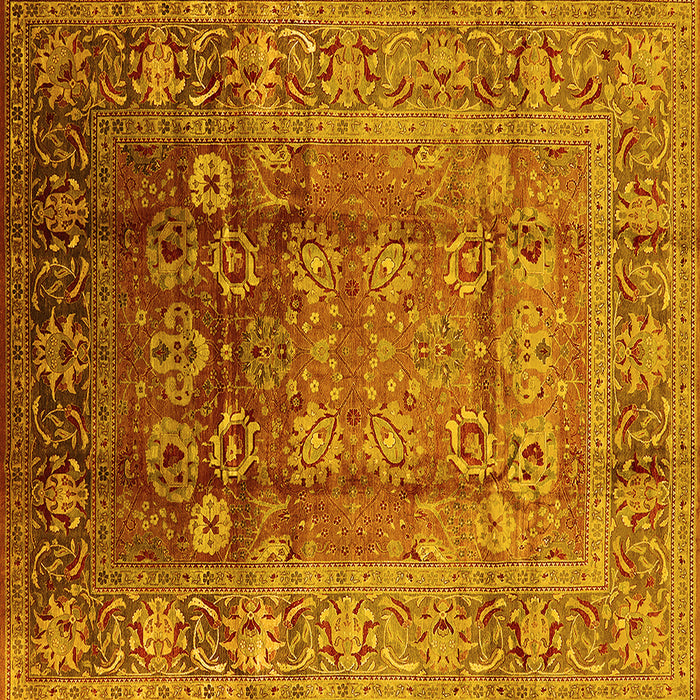 Square Machine Washable Oriental Yellow Industrial Rug, wshurb3208yw