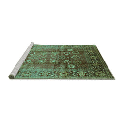 Sideview of Machine Washable Oriental Turquoise Industrial Area Rugs, wshurb3208turq
