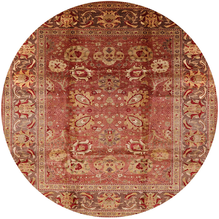 Round Mid-Century Modern Red Oriental Rug, urb3208
