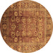 Round Machine Washable Oriental Brown Industrial Rug, wshurb3208brn