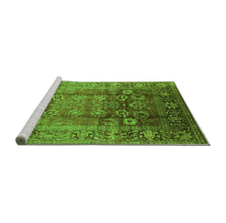 Sideview of Machine Washable Oriental Green Industrial Area Rugs, wshurb3208grn