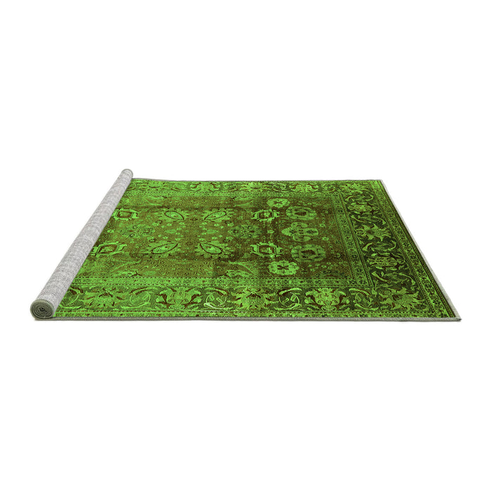 Sideview of Machine Washable Oriental Green Industrial Area Rugs, wshurb3208grn