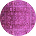 Round Oriental Purple Industrial Rug, urb3208pur