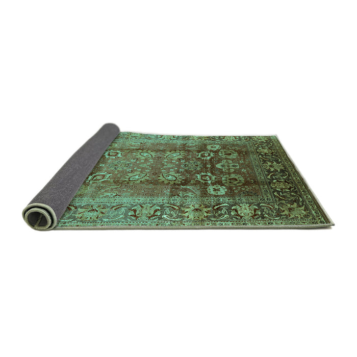 Sideview of Oriental Turquoise Industrial Rug, urb3208turq