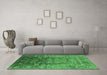 Machine Washable Oriental Emerald Green Industrial Area Rugs in a Living Room,, wshurb3208emgrn