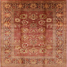Square Mid-Century Modern Red Oriental Rug, urb3208