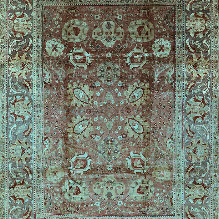 Machine Washable Oriental Light Blue Industrial Rug, wshurb3208lblu