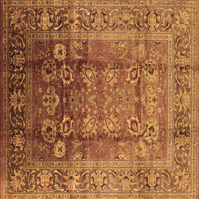Square Machine Washable Oriental Brown Industrial Rug, wshurb3208brn
