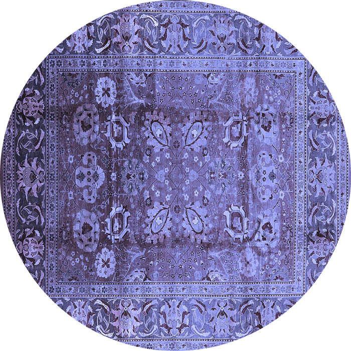 Round Oriental Blue Industrial Rug, urb3208blu