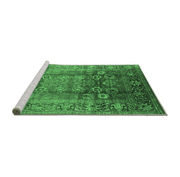 Sideview of Machine Washable Oriental Emerald Green Industrial Area Rugs, wshurb3208emgrn